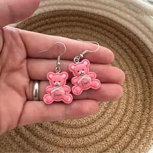 3 for $20 Handmade Pink Bear Earrings